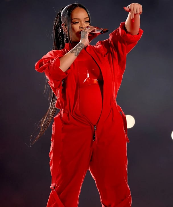 Rihanna performs onstage during the Apple Music Super Bowl LVII Halftime Show.