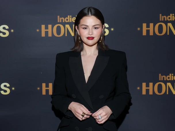 Selena Gomez in a black blazer suit jacket at the IndieWire Honors 2024 at Citizen News.