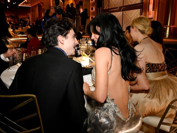Timothee Chalamet and Kylie Jenner at the Golden Globes.