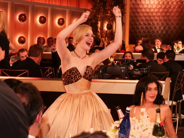 Elle Fanning at the Golden Globes.