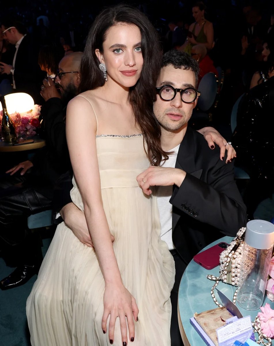 Margaret Qualley and Jack Antonoff at the Grammy Awards in 2025.