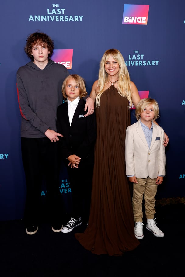  Teresa Palmer with three of her children at the premiere of The Last Anniversary. Image: Getty. 