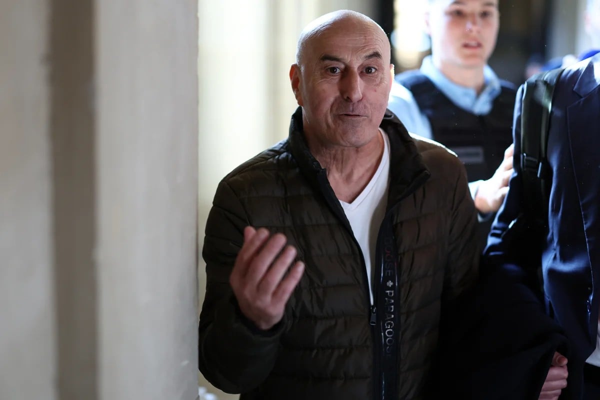 Defendant Yunice Abbas leaving court in April 2025. 