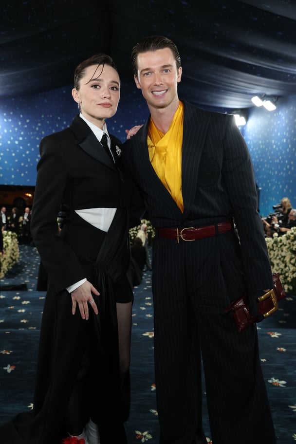 Aimee Lou Wood and Patrick Schwarzenegger attend the 2025 Met Gala.