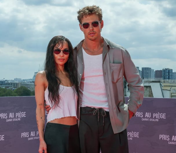 Zoe Kravitz and Austin Butler promoting Caught Stealing in Paris.
