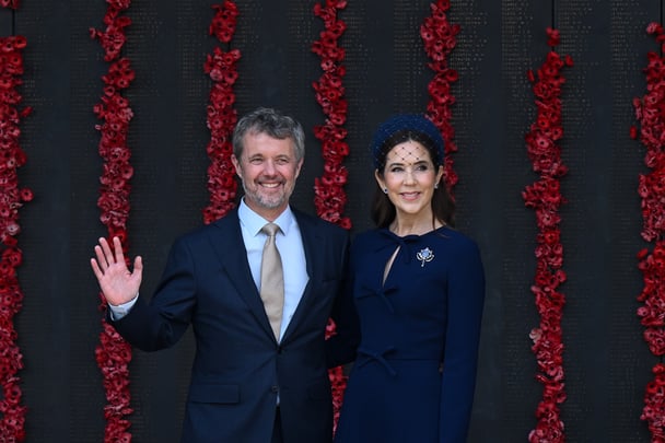 Queen Mary and King Frederik of Denmark at the Australian War Memorial in Canberra during their 2026 royal tour.