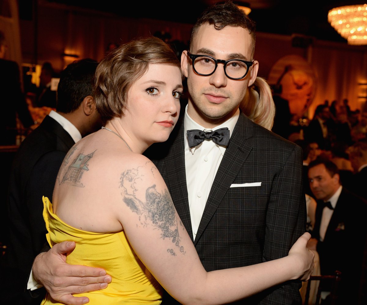 Lena Dunham and musician Jack Antonoff at the Golden Globe Awards in 2014.