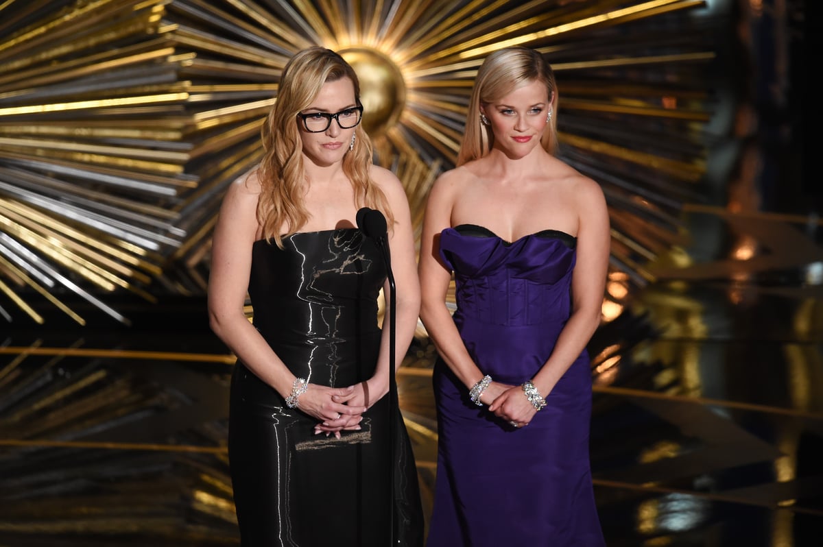 Kate Winslet and Reese Witherspoon at the 2016 Academy Awards together. Image: Getty.