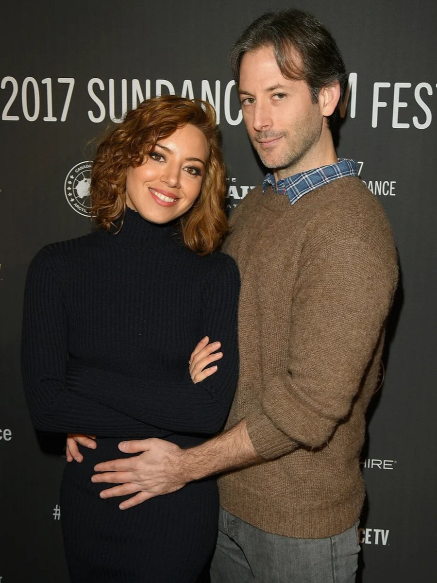 Actress Aubrey Plaza (L) and director Jeff Baena attend 