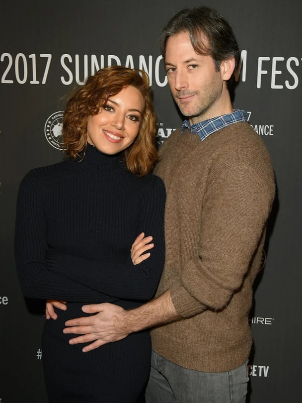 Actress Aubrey Plaza (L) and director Jeff Baena attend