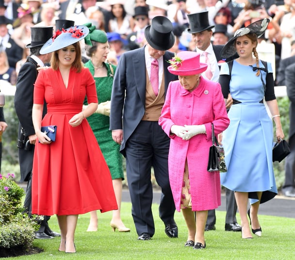 Princess Eugenie, Queen Elizabeth II and Princess Beatrice attend Ladies Day of Royal Ascot 2017. Image: Getty.