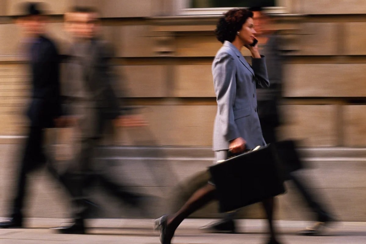 Woman walking to work. 