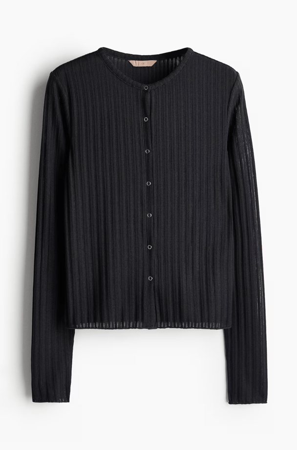 modern classic black ribbed cardigan versatile workwear cardigan