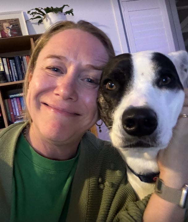 Holly with her dog, Tuna.