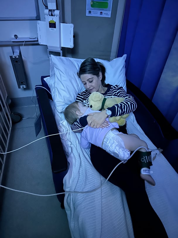 Mum Carlie Steffe with Mia Rose in hospital.