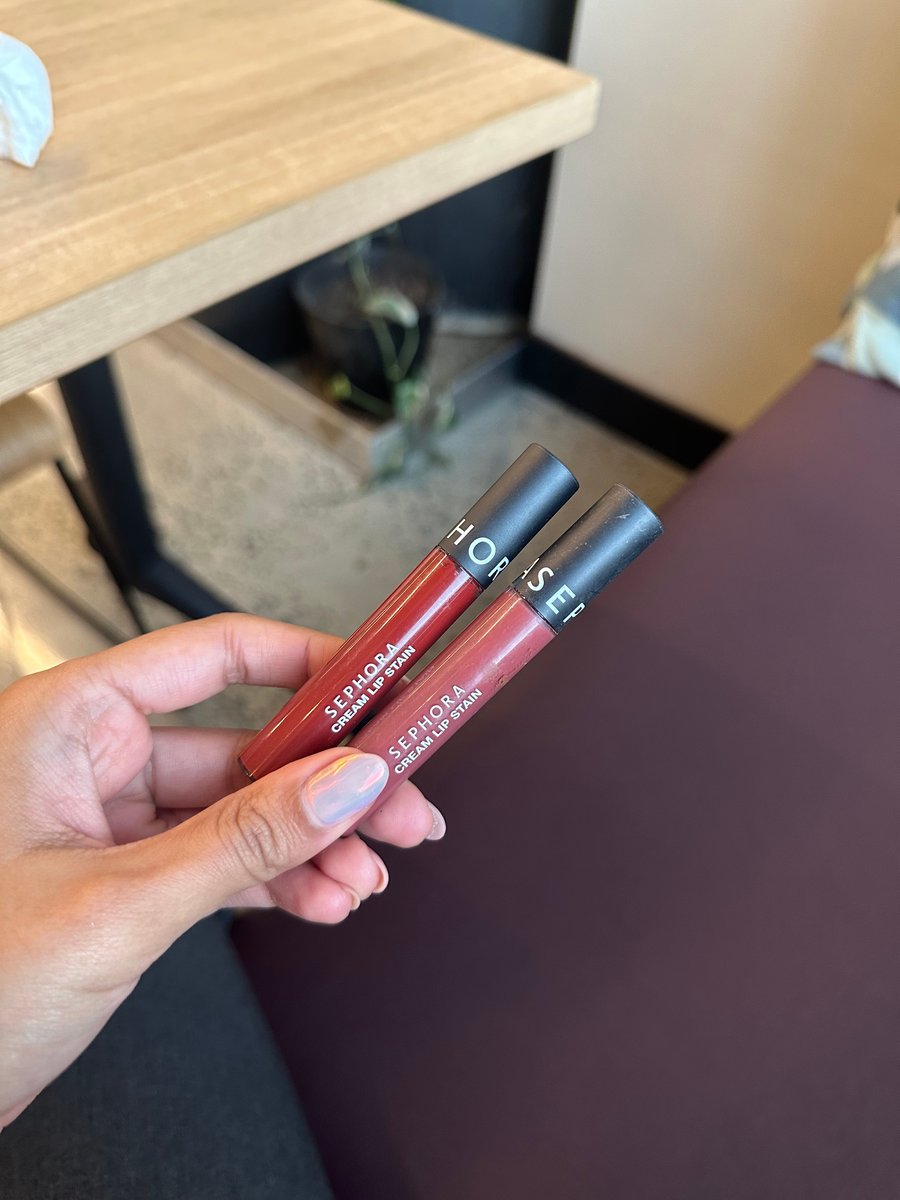 Sephora Cream Lip Stains in Naughty Burgundy + Rose Redux.