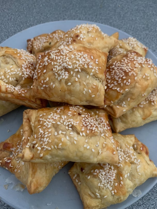 honey, carrot, and feta pies