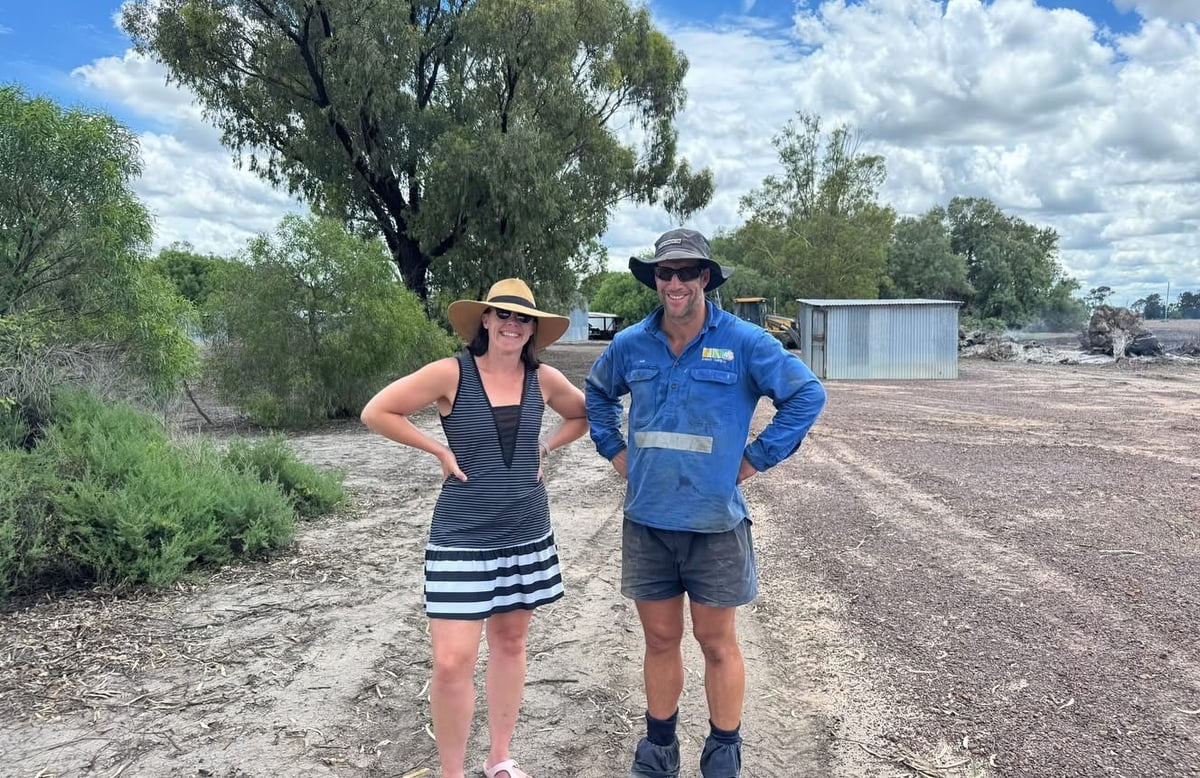 Hamey Hayllor and her Farmer husband on dirt tracks.