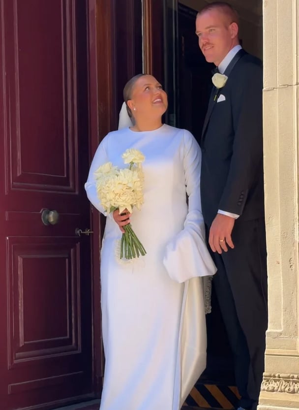Chloe and Toby Pink pictured on their wedding day