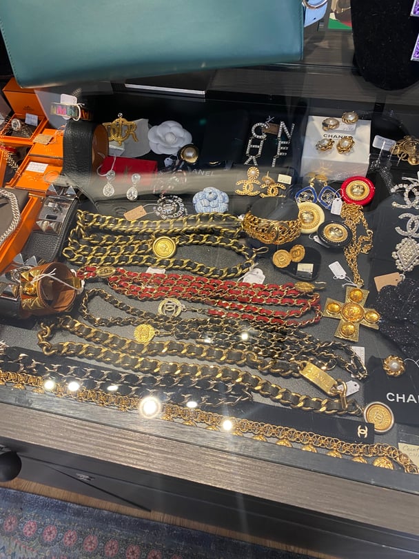 Chanel jewellery at a consignment boutique.