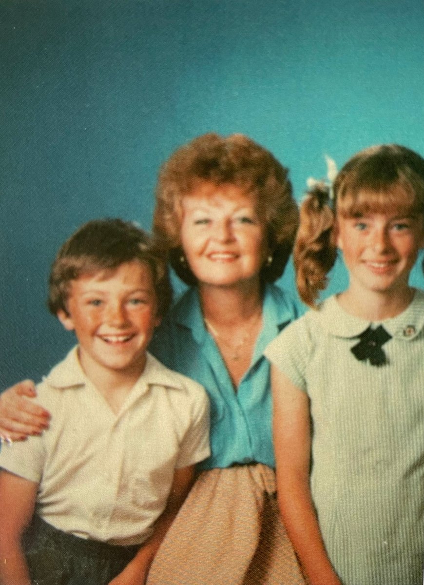School photo of Sarah Jones, her little brother and her mother.