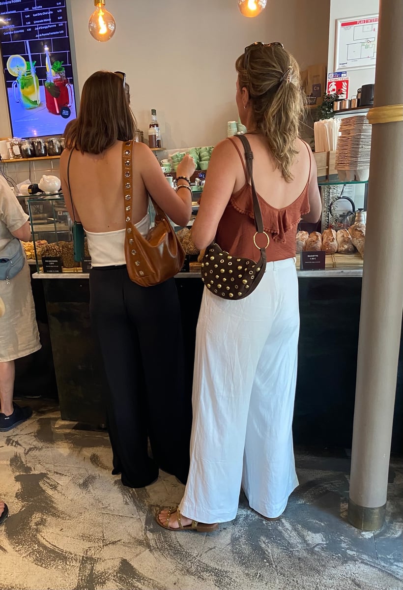 Women with studded bags in Nice.