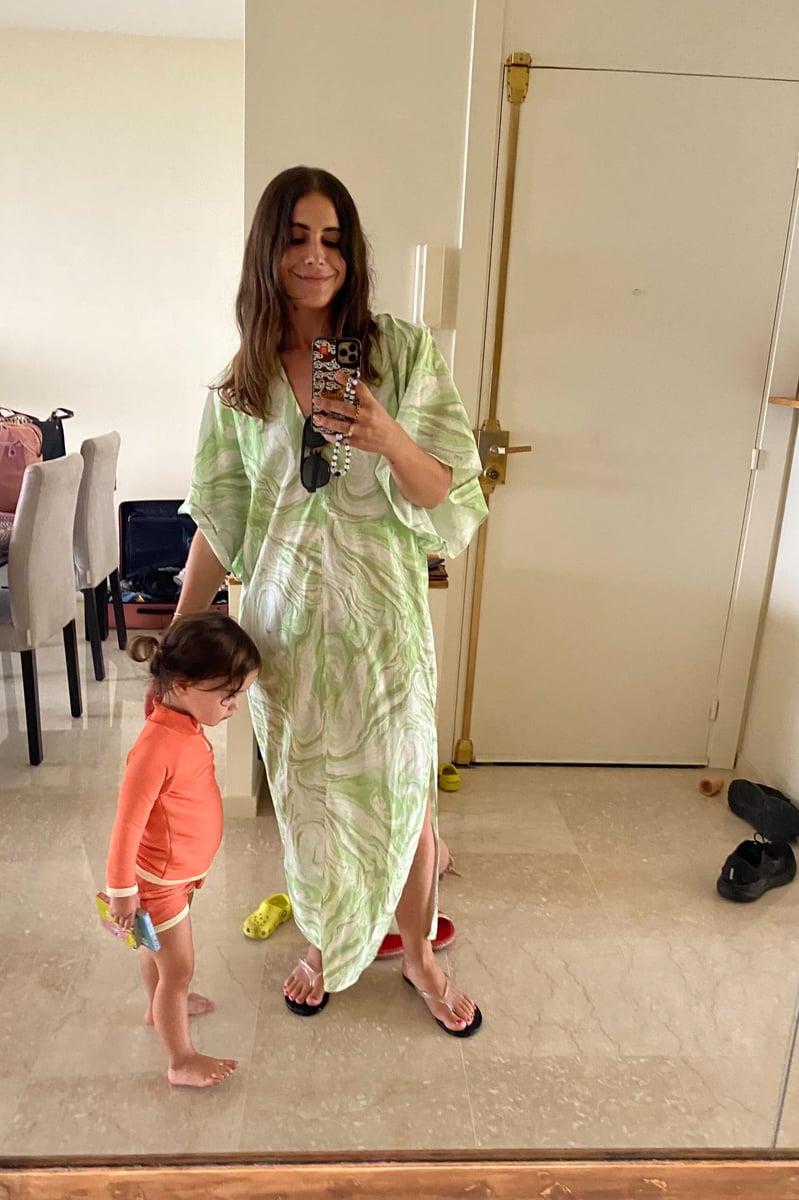 Writer wears jelly sandals with a beach cover-up.