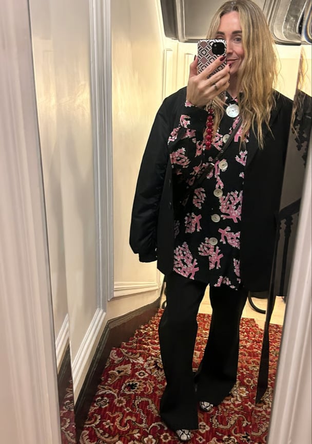 One of Molls' thrifted designer oufits! Image: Supplied.