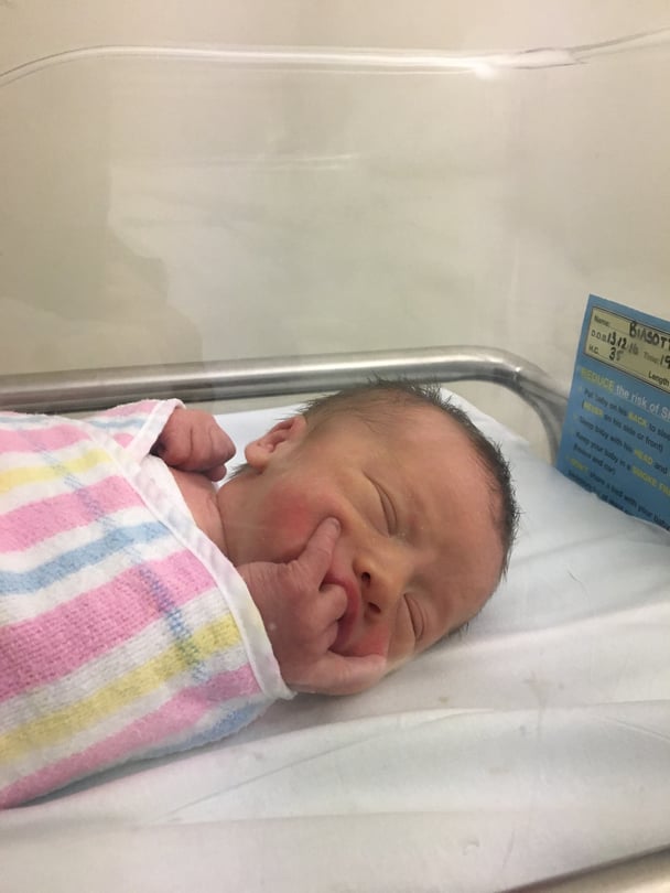 Tor pictured after he was born.
