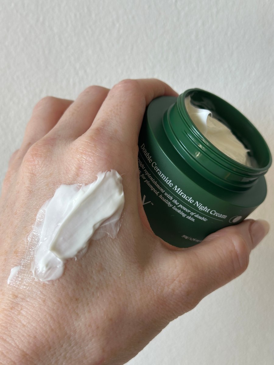 Daily Double Ceramide Miracle Night Cream swatched on hand.