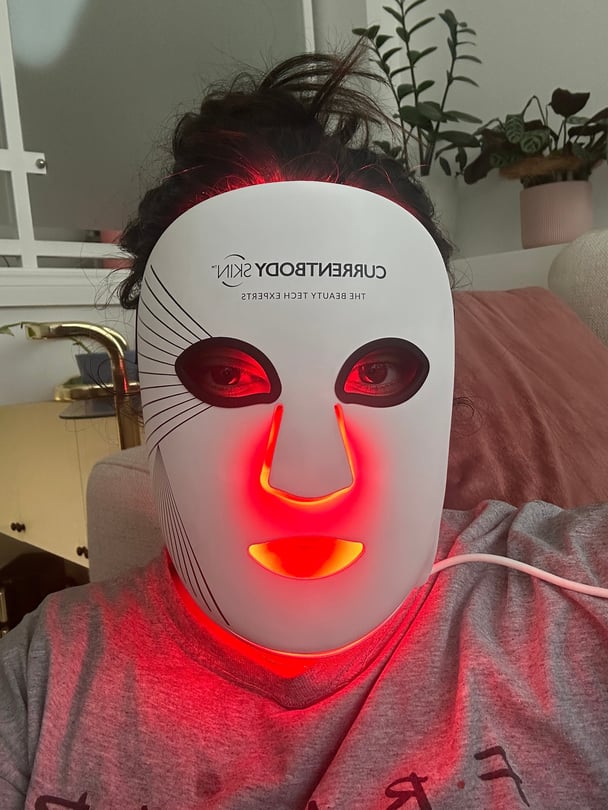 CurrentBody LED Light Therapy Face Mask: Series 2 in use.