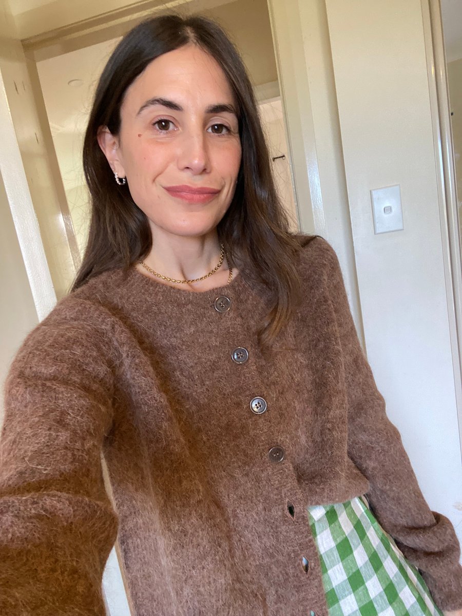 Author wears a Mister Zimi cardigan.