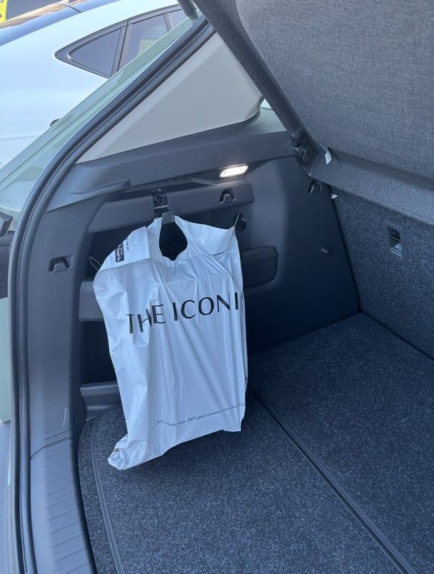 Laura's shopping safe in the back of the Škoda Elroq. Image Supplied.