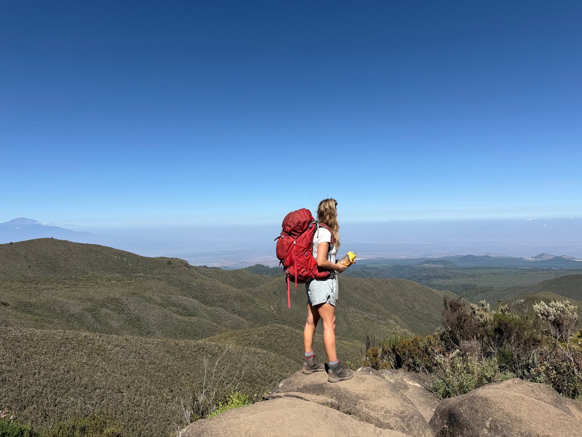 Sarah pictured looking out at a view. 