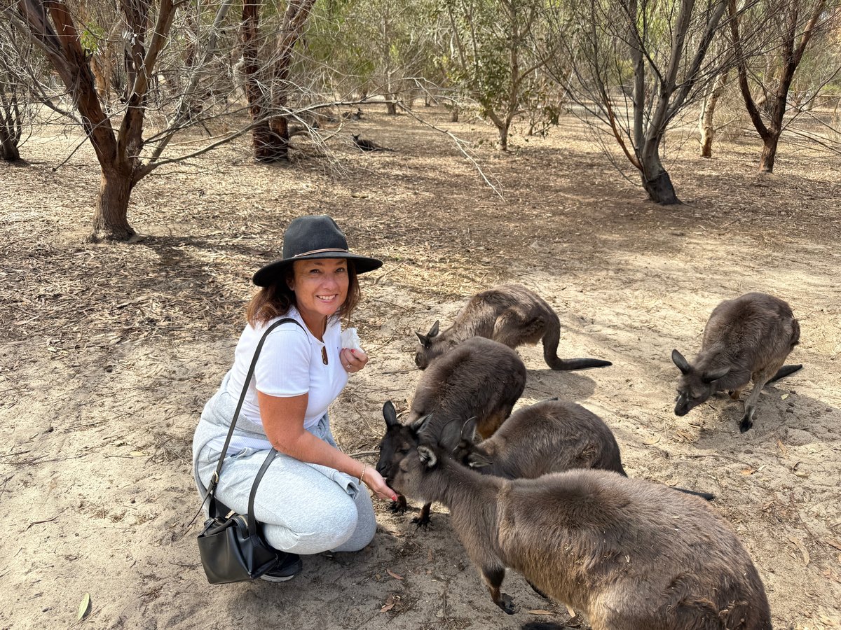 Feeding the Kangaroos at Kangaroo Island Wildlife Park. 