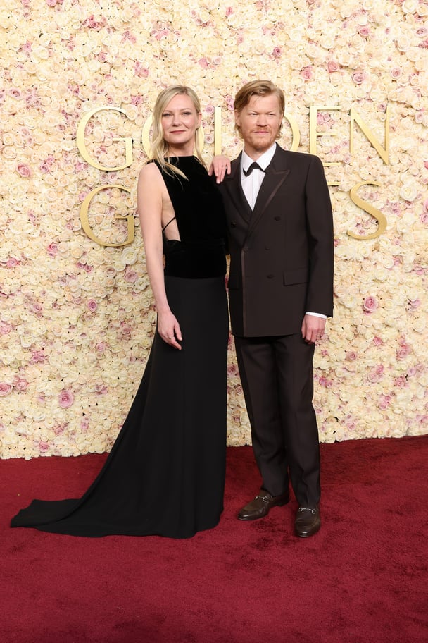 Kirsten Dunst and Jesse Plemons attend the 82nd Annual Golden Globe Awards.