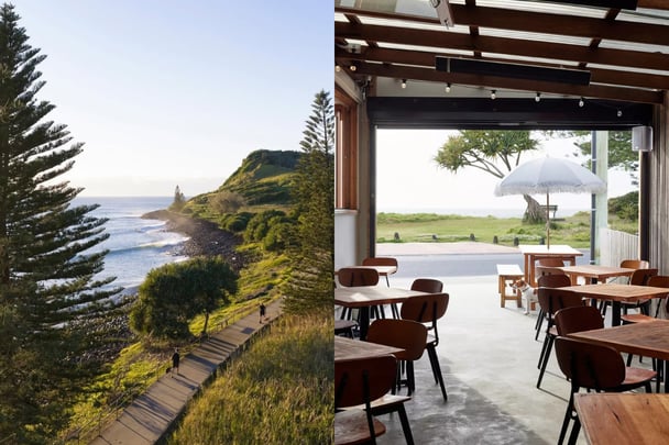 Lennox head walking trail and beachside restaurant Shelter