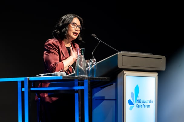 Dr Olivia Ong speaking at event.