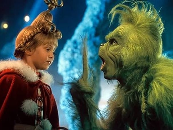 Cindy Lou and the Grinch from a scene in How The Grinch Stole Christmas.