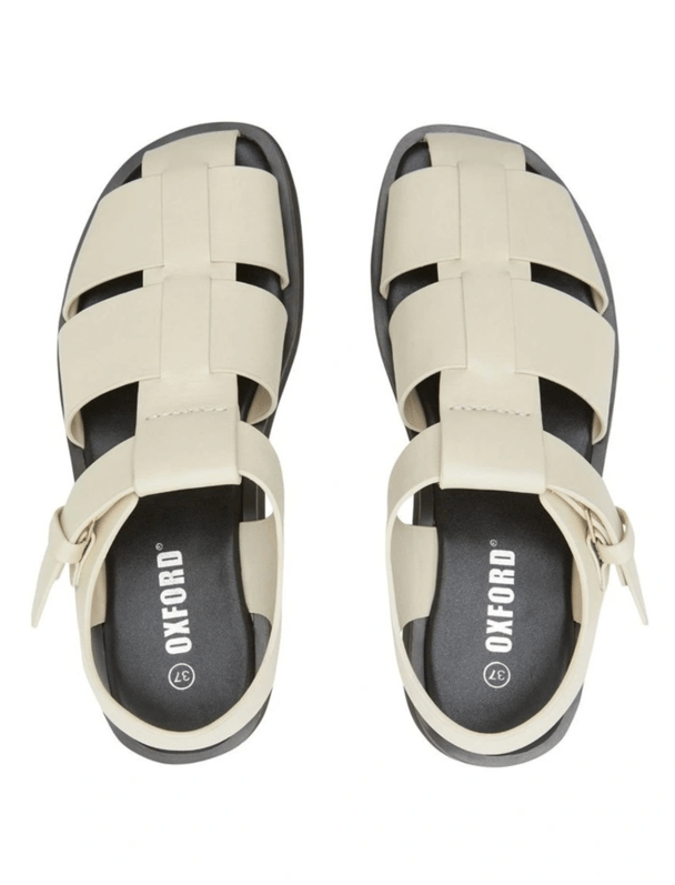off-white/cream chunky strappy sandals minimalist style