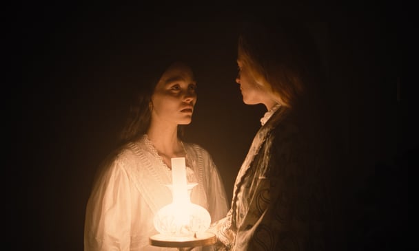 Lily-Rose Depp as Ellen Hutter and Emma Corrin as Anna Harding in Nosferatu. Image: Universal Pictures.