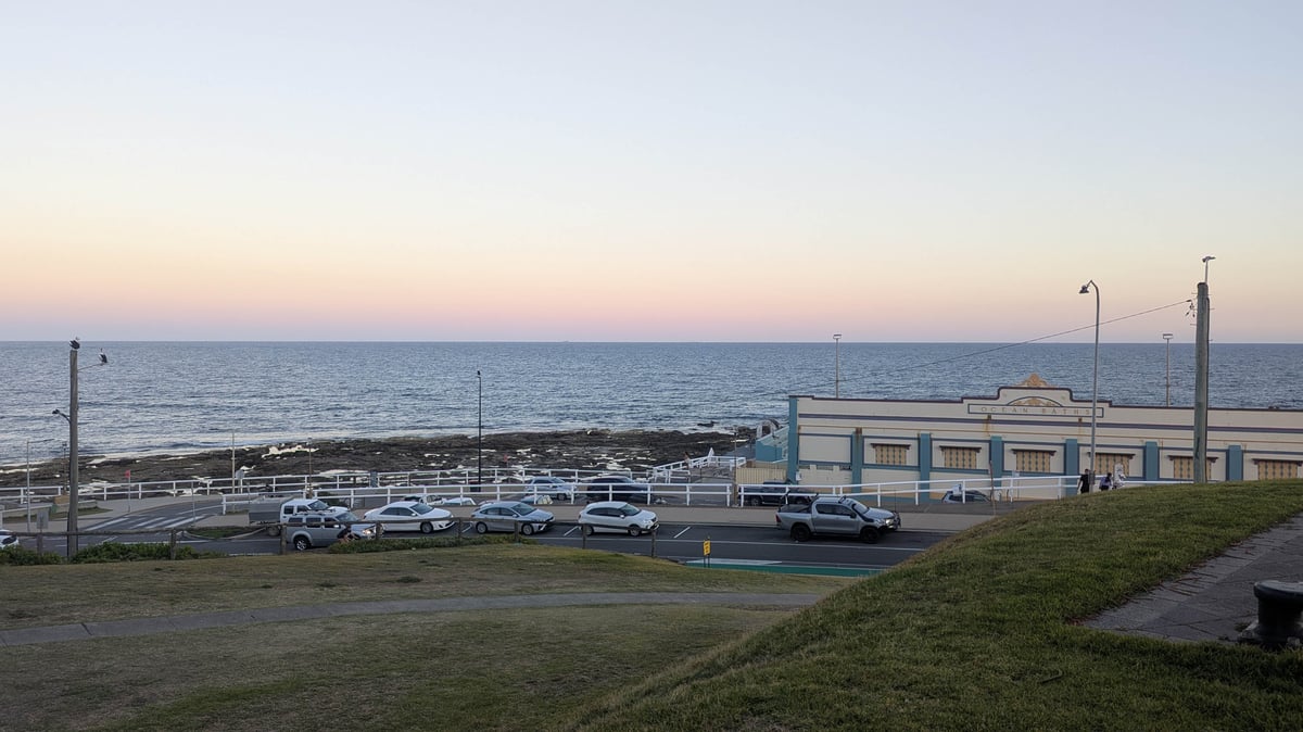 Newcastle Beach at sunset.