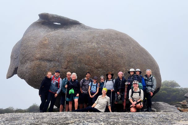 Leonie with the group plus their guides at Mt Killiecrankie on Flinders Island, Tasmania.