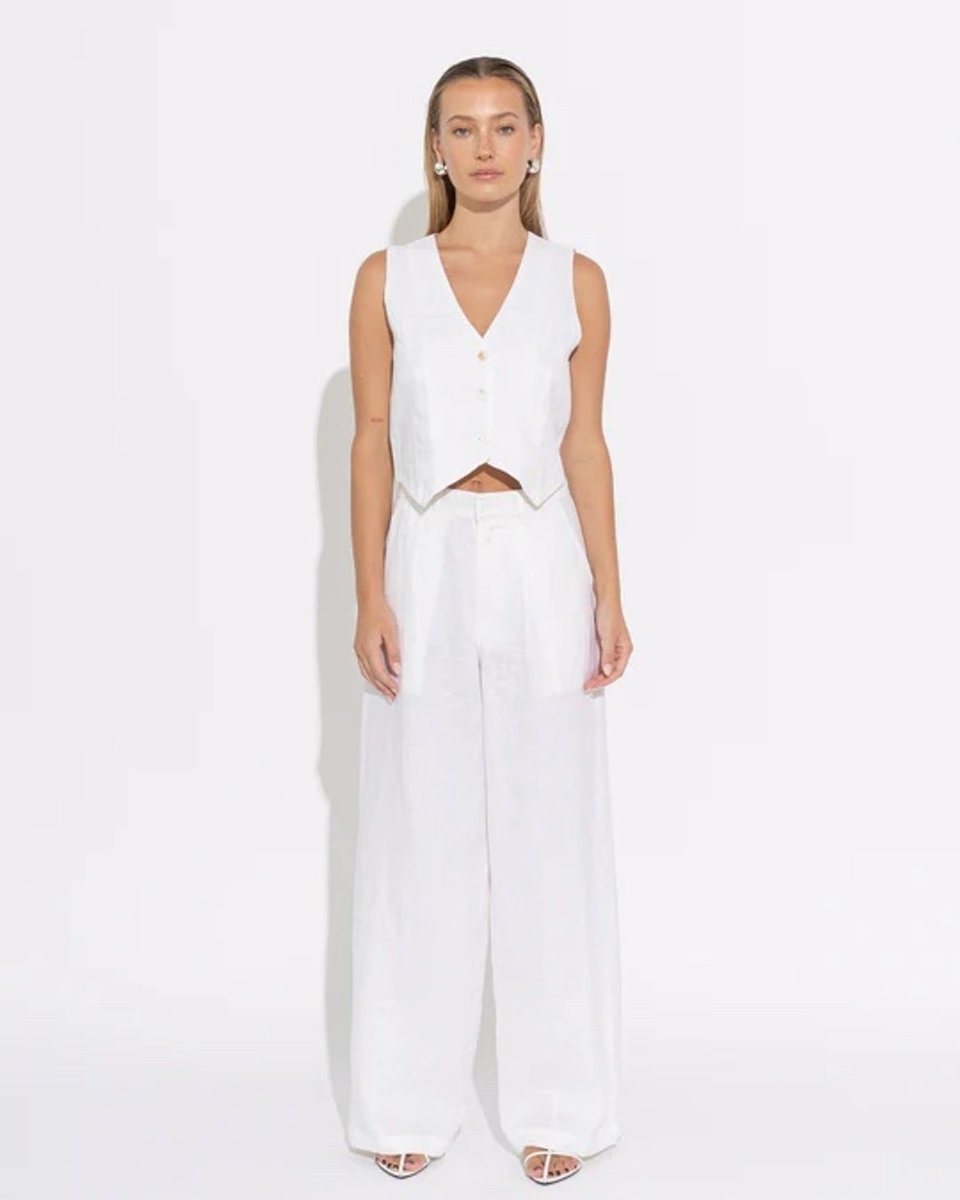 vest and pants in white from Sara Fox