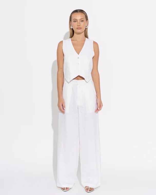 vest and pants in white from Sara Fox