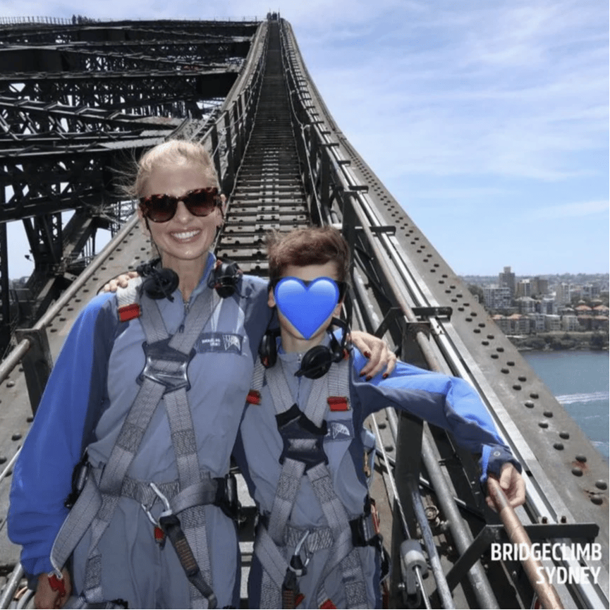 Sarah Michelle Gellar enjoys family time on the Sydney Harbour Bridge. 