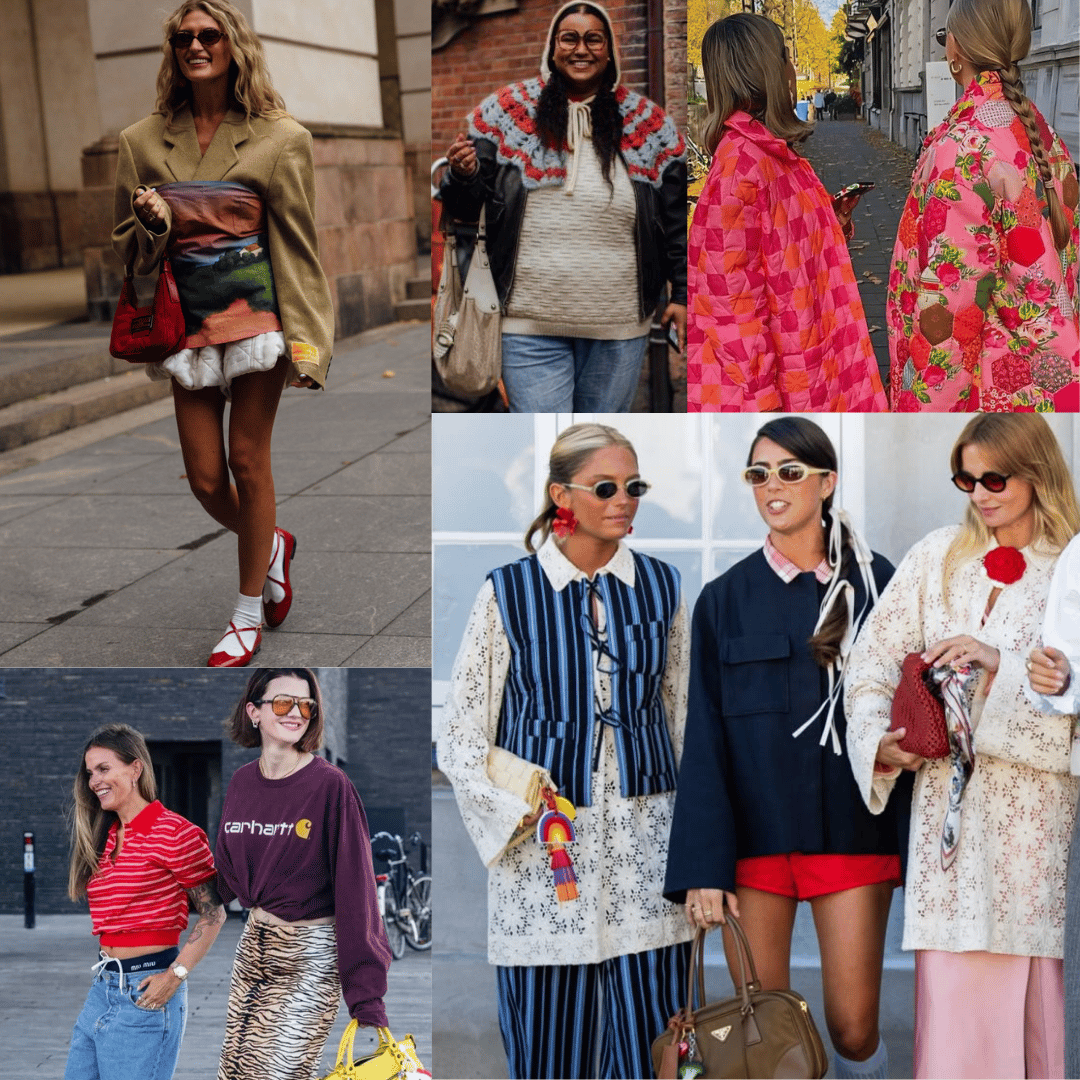 examples of Copenhagen maximalism street style from Copenhagen Fashion week 2025 