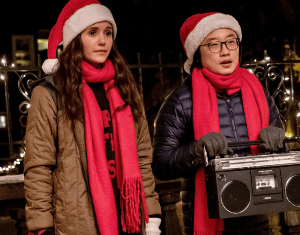 Nina Dobrev and Jimmy O. Yang in Love Hard. 