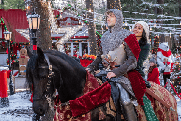 Josh Whitehouse and Vanessa Hudgens in The Knight Before Christmas. 