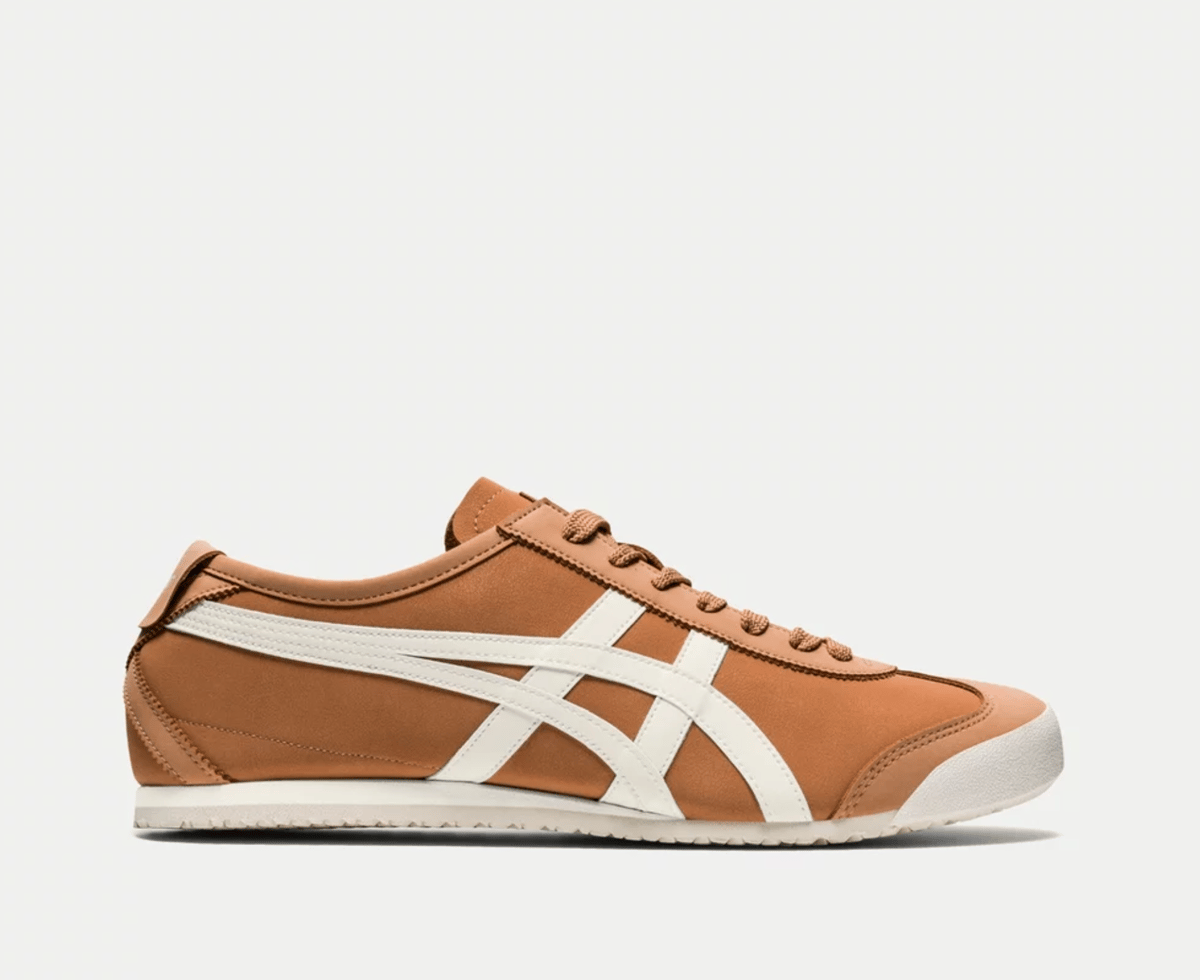 Onitsuka Tiger Mexico 66 style in latte brown.